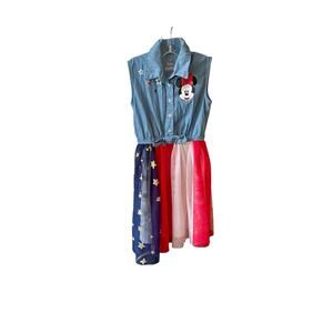 Disney Junior "Minnie" Girls Red / White / Blue Tulle/ Denim Dress Sz 5T